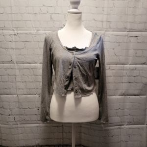 NWT Heather Gray Cropped Tank Top & Cardigan.